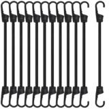12 Pezzi Corde Elastiche con Gancio,Corda Elastica, Bande Elastiche, Fasce Elastiche, Cinghie Elastiche, Elastici con Ganci, per il Fissaggio di Bagagli, Portabagagli, Campeggi (30 CM)