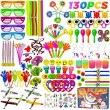 130 Pezzi Giocattoli Gadget Festa Compleanno, Pinata Assortiti Regalo Bambini,Party Oggetti Accessori Set con Confezione Regalo Include Tatuaggi, Portachiavi, Serpenti Finti,per Halloween Natale
