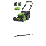 Greenworks 2x24V Tagliaerba Semovente a Batteria, Ampiezza di taglio 46cm, CON Due Batterie 4Ah e Caricabatterie Doppio GD24X2LM46SPK4X + Greenworks Tools lama di ricambio da 46 cm