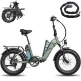 Fafrees Bici Elettrica Pieghevole Due Batterie 48V/20.8Ah×2 Bicicletta Elettrica, 20″×4.0 Fat Tire, Autonomia 95-160km, Mountain Bike Ebike per Adulti Uomo Donna, 7 Velocità con Lucchetto, Verde,