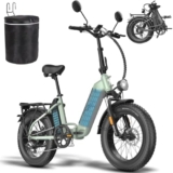 Fafrees Bici Elettrica Pieghevole Due Batterie 48V/13.4Ah×2 Bicicletta Elettrica, 20″×4.0 Fat Tire, Autonomia di 170km, Fat Bike Ebike per Adulti Uomo Donna, con Schermo LCD, Specchietti,Borsa,Verde