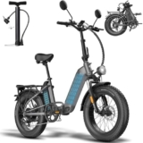 Fafrees Bici Elettrica Pieghevole Due Batterie 48V/13.4Ah×2 Bicicletta Elettrica,20″×4.0 Fat Tire,Autonomia di 170km,Fat Ebike per Adulti Uomo Donna,con Schermo LCD,Specchietti,Pompa da Bici,Grigio