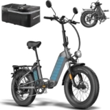 Fafrees Bici Elettrica Pieghevole Due Batterie 48V/13.4Ah×2 Bicicletta Elettrica, 20″×4.0 Fat Tire, Autonomia di 170km, Fat Bike Ebike per Adulti Uomo Donna,con Schermo LCD,Specchietti,Borsetta,Grigio