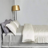 GEEKCOOK Set Copripiumino,Set Copripiumino Blu Seta Tencel Grigio Bianco Set Biancheria da Letto per Estate-Colore 1_King Size 4 Pezzi