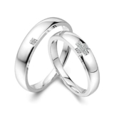 KnSam Anelli in oro bianco 18 carati (750) a forma di croce con diamante intarsiato da 0,036 ct, anelli in oro bianco, Diamante