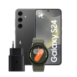 Samsung Galaxy S24 Smartphone AI, Caricatore incluso, Display 6.2” FHD+, Fotocamera 50MP, RAM 8GB, 128GB, Onyx Black + Galaxy Watch7 40mm BT Smartwatch Fitness Tracker, Green 2024