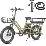 Fafrees Bici Elettrica per Adulti 20″×3.0 Fat Tire Bicicletta Elettrica 48V/12Ah×2 Due Batterie Rimovibile, Capacità di Carico Extra-Large 200KG, Autonomia 140KM, Pompa per Bici, Verde