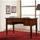 Vicentini arreda SCRIVANIA SCRITTOIO IN LEGNO ARTE POVERA 5 CASSETTI NOCE SCURO (L 130 P 65 H 81)