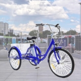 HTDRE Triciclo Elettrico per Adulti, Bicicletta elettrica da 24 Pollici con Ampio Cestino e Luce, Adatta a Uomini, Donne e Anziani, per Picnic, Shopping e Lavoro, Blu