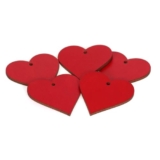 Cuore in legno rosso – laccato su entrambi i lati con foro – 3 – 50 cm decorazione fai da te, dimensioni: 38 cm, confezione da 100 pezzi