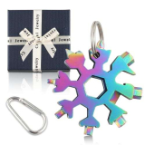 18-in-1 Multi-Tool Snowflake, Portachiavi Fiocco di Neve, Strumento Fiocco di Neve, Multi Attrezzo in Acciaio Portatile, Regali Natale per Uomo, Snowflake Attrezzo per All’aperto Campeggio Avventura