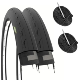 2 COPERTONI 700 X 25C (25-622) + CAMERE PNEUMATICI NERI PER BICI DA CORSA ROAD BIKE STRADA BICICLETTA