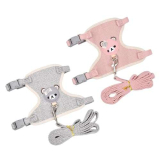 2 Pezzi Set Pettorina e Guinzaglio, 120cm Confortevole Regolabile Imbracatura, Pettorina Gatto e Pettorina Cane Set, Pettorina per Animali Domestici Imbottita e Traspirante per Piccoli Animali (M)