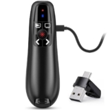 2-in-1 USB Type C Puntatore Presentatore Wireless Presenter Telecomando Presentazioni Powerpoint Senza Fili, 2.4GHz Ricaricabile Telecomando Slide PC Pointer Penna Presentazioni per Computer