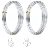 2 rulli Filo per Bricolage, 0.8 mm x 10 m, Filo per Fai da Te, Filo in Alluminio, Morbido, per Fai da Te, Natale, Gioielli, Lavori di Bricolage