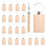 20 Pezzi Portachiavi Legno, Portachiavi da Personalizzare, Portachiavi Vuoto Fai-da-te, Portachiavi Personalizzati con Anello Diviso, per Chiavi, Regali, Etichette, Decorazioni di Nozze