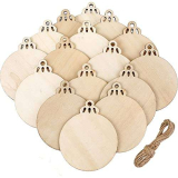 20 palline di Natale rotonde in legno a forma di disco di legno, da appendere, per fai da te, decorazioni per albero di Natale