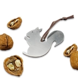 200 schiaccianoci in acciaio inox a forma di scoiattolo, con cinturino in pelle, 6,5 x 6,5 cm, con cellofan, ideale come ciondolo o piccolo regalo