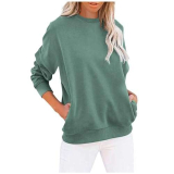2024 Felpa Donna Senza Cappuccio Maglia Manica Lunga Magliette Casual da Donna Girocollo Maniche Lunghe Camicette Felpe Tinta Unita Tops Tunica Top Tempo Libero Sport Fitness Outdoor Moda Streetwear