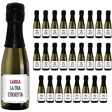 24 Bottiglie mignon di Prosecco DOC Spumante Extra Dry Personalizzato – Gadget aziendale personalizzato, Idea per regali aziendali, strenne natalizie e merchandising (Oro, La tua etichetta)