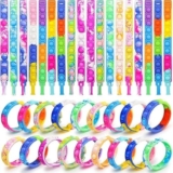 36 Pezzi Braccialetti Bambini per Feste Gadget, Bracciali Bambini Regalo Feste in Silicone, Braccialetti Colorati Popit, per Concludere Una Festa di Compleanno Push Bubble Bracelets Fidget Toys