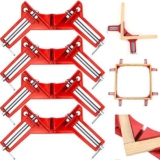 4 Pezzi Morsetto ad Angolo di 90 Gradi Ganascia Regolabile Morsetto per la Lavorazione del Legno per Connettore a Cuneo del Telaio Cornice Strumenti Manuali Fai Da Te(Rosso)