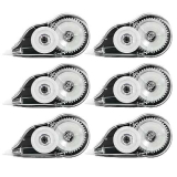 6 Pezzi Bianchetto a Nastro, 12m x 5 mm Correttore a Nastro Scolorina Nastro Correction Tape con Cappuccio Protettivo per Bambini Studenti Ufficio Scuola Casa (Nero)