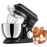 9.5Litri Impastatrice planetaria, DOBBOR 1500W Robot da Cucina con ciotola di acciaio inossidabile, 6 velocità con Gancio per Impastare, Frusta, Sbattitore, Ciotola e Coperchio.(Nero)