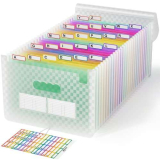 ABC life A4 – Raccoglitore di carta amministrativa, 26 scomparti, cartella di estensione A4, A4, raccoglitore di documenti con motivo a griglia, portatile, organizer per fisarmonica, per l’ufficio e
