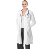 AIESI® Camice per medico laboratorio da donna bianco in cotone 100% sanforizzato, taglia 58