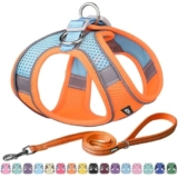AIITLE Pettorina e guinzaglio per cani – Pettorine anti-tiro e anti-fuga con fasce riflettenti, imbracature regolabili per animali domestici all’aperto per cani di piccola e media taglia Arancia M