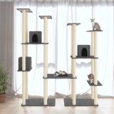 AJJHUUKI Articoli per animali domestici Albero per gatti con tiragraffi in sisal, grigio scuro, 174 cm, accessori per animali domestici