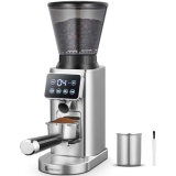 AMZCHEF Macina Caffe Elettrico con Supporto Staccabile e Contenitore | Pannello Touch LCD | 24 Impostazioni Macinatura Regolabile Macina Caffe per Espresso/Gocciolamento/Versamento/Pressa Francese