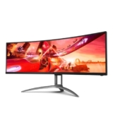 AOC Agon 493UCX2 – Monitor Gaming curvo DQHD da 49 pollici, 165 Hz, 1 ms, HDR400, FreeSync Premium Pro (5120×1440, HDMI, DisplayPort, USB-C, hub USB) Nero/Rosso