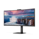 AOC CU34V5CW – Monitor curvo WQHD da 34 pollici, webcam da 2 MP, altoparlante, altezza regolabile (3440 x 1440, 100 Hz, HDMI, DisplayPort, USB-C, hub USB) Nero