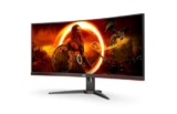 AOC Gaming CU34G2XE – WQHD Curved Monitor da 34 pollici, 144 Hz, FreeSync Prem., HDR10 (3440×1440, 1 ms MPRT, HDMI, DisplayPort) nero-rosso