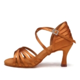 AOQUNFS Donna Scarpe da Ballo Latino Americano Raso Tacco Scarpe da Salsa Tango Bachata Samba Rumba da Pratica e Performance,2324-7.5-Marrone,EU36