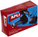 APLI 296867 Confezione 12 Fermafogli a Clip Standard, 25 mm