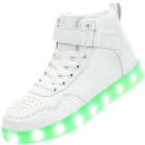 APTESOL Scarpe per Bambini con luci a LED per Ragazzi Ragazze Sneakers Alte Ricaricabili USB [Bianco, EU31]
