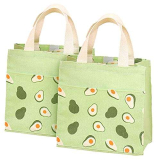 ASFINS Mini Borsa Tote Tela, 2pz Borsa di Tela Donna Borsa Shopper Cotone, per Uscire Shopping, 22cm x 22cm (Avocado Verde)