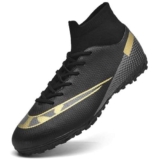 ASOCO DREAM Scarpe da Calcio Uomo Professionale Scarpe da Calcetto Erba Sportivo All’aperto Teenager Scarpe da Allenamento,Nero Oro,43 EU