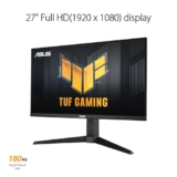 ASUS TUF Gaming Monitor da 27″ 1080P (VG279QL3A) – Full HD, 180Hz, 1ms, Fast IPS, Extreme Low Motion Blur, FreeSync Premium, compatibile G-SYNC, altoparlanti, DisplayPort, regolabile in altezza, 3