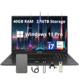 ASUS Vivobook – Computer portatile WUXGA da 16″, RAM da 40 GB, memoria da 2,16 TB (SSD da 2 TB e set di docking station da 160 GB), Intel i7-1355U, scheda grafica Intel Iris Xe, Windows 11 Pro, webcam