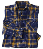 ATLAS FOR MEN Camicia ML Flanella Piastrelle, blu e giallo, 3XL