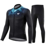 Abbigliamento Ciclismo Uomo Invernale Completo Abbigliamento Ciclismo Bici Pile Maglia Tuta Bicicletta +Pantaloni Imbottiti Con 3D Gel pad Traspirante Sportivo (Blu, XL)