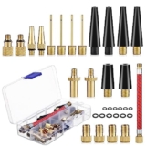 Adattatore Valvola Presta Bici, 33 Pezzi Set Kit Gonfiaggio Bici SV DV AV con Scatola di Immagazzinaggio, Adattatore Pompa Bicicletta con Tubo di Gonfiaggio， per Pneumatici Palloncini e Cuscini d’Aria