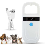 Agatige Lettore di ID per Animali Domestici, Display per Etichette per Animali Domestici Scanner ID chip con lettore RFID portatile per animale/animale domestico/cane/gatto con 128 tag