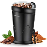 Aigostar Macinacaffè Elettrico, Macina Caffe’ Elettrico con Lame in Acciaio Inossidabile, Macina Spezie con Spazzola Pulita, per chicchi di caffè, Semi e spezie, Capacità 60g, 150W, Nero