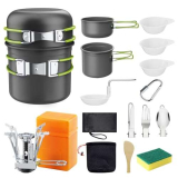 Aischens Kit di Pentole da Campeggio, Pentola e Padella da Campeggio in Alluminio, Posate Pieghevoli, Set di Pentole da Campeggio Portatili Utensili da Cucina Outdoor Camping Picnic Escursione BBQ