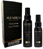 Alfarium Set Skincare Uomo – Detergente Viso e Crema Viso Uomo Pelle Grassa e Mista con Vitamina A/B5/C/E, Acido Ialuronico – Pulizia Viso Uomo e Crema Antirughe Uomo – Set Regalo Uomo Made in Italy
